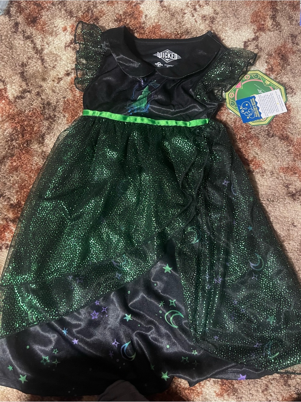Universal Green & Black Sparkle Witch Costume Dress